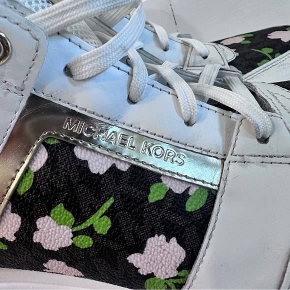 Michael Kors Women's Georgie Trainer Floral Rose Gold Sneakers Pre-owned - Picture 10 of 16